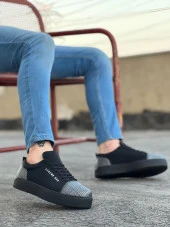 BA0104 Bağcıklı Siyah Ekose Süet Siyah Taban Spor Klasik Erkek Ayakkabı thumbnail 3