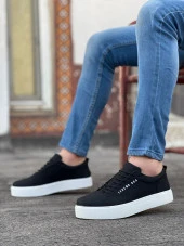 BA0104 Bağcıklı  Nubuk Spor Klasik Siyah Erkek Ayakkabı - 2