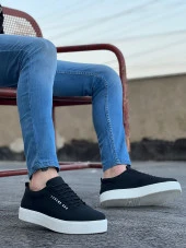 BA0104 Bağcıklı  Nubuk Spor Klasik Siyah Erkek Ayakkabı - 3