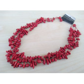 ÜÇ SIRALI KIRMIZI BUNCUKLU BAYAN KOLYESİ, ÜÇLÜ KIRMIZI BONCUK KOLYE - ÜÇLÜ KIRMIZI KOLYE - 2