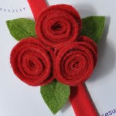 El yapımı Kırmızı Kız Bebek-Çocuk İz Yapmaz Keçe Gül Bahçesi Model Saç Bandı/Bandanası - 2