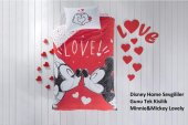 Taç Lisanslı Minnie Mickey Lovely Tek Kişilik Nevresim Takımı - 1