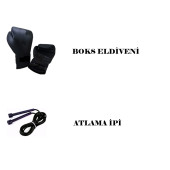 Desfabe Boxing Star 70x25 Cm Zincirli Boks Kum Torbası Siyah+Atlama İpi+Boks Eldiveni - 2