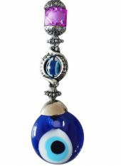 Nazar Boncuklu Mor Kristal Taşlı Anahtarlık - 2