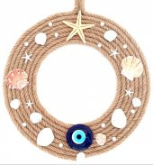 Deniz Yıldızlı İncili Nazar Boncuklu Duvar Ve Kapı Süsü thumbnail 2