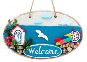 Sahil Kasabası Welcome Yazılı El Yapımı Kapı Süsü thumbnail 1
