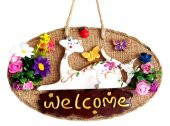 Welcome Yazılı Kedili El Yapımı Kapı Süsü - 1