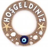 Deniz Yıldızlı Nazar Boncuklu Çakıl Taşlı İncili Hoş Geldiniz Yazılı Kapı Ve Duvar Süsü thumbnail 1