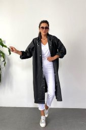 Kadın Erkek Yağmurluk Kapüşonlu Çıtçıtlı Eva Siyah Yağmurluk M21mrc881r03 - 2