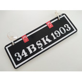 DEKOR PLAKA - 34 BŞK 1903 kişiye özel (22x7,5cm) vantuzlu Pleksi Dekor Levha SİYAH BEYAZ PLAKA thumbnail 1