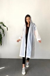 Kadın Erkek Yağmurluk Kapüşonlu Çıtçıtlı Eva Beyaz Yağmurluk M21mrc881r02 - 1