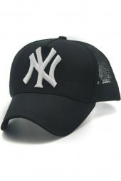 Fileli New York Yankees Nakışlı Şapka Siyah Beyaz Ny Şapka - 3