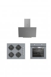 Silverline 3lü Gri Cam Ankastre Set (3481 Flam 60 Gri+cs5349s01+bo6501s01) - 1