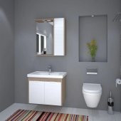 Denko Mostar 70 cm MDF Beyaz Banyo Dolabı Takımı - 1