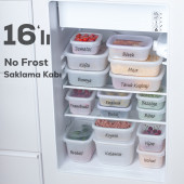 Porsima 1046 16'lı No Frost -25°C Derin Dondurucu Mikrodalga Yiyecek Erzak Saklama Kabı Seti Beyaz - 1