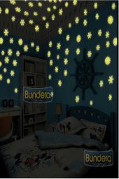 50 Adet Fosforlu Kar Tanesi Gece Parlayan Duvar Tavan Sticker Süs - 3