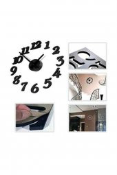 3D Duvar Saati Duvara Yapışan Sticker Saat Kendinden Yapışkanlı Dekoratif Salon Mutfak Duvar Saati - 5