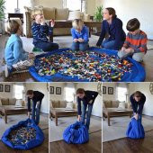 Çocuk Oyuncak Hurcu Mavi Çanta Oyun Halısı Lego Puzzle ve Yapboz Eğitici Oyuncaklar Sepeti - 4