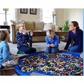 Çocuk Oyuncak Hurcu Mavi Çanta Oyun Halısı Lego Puzzle ve Yapboz Eğitici Oyuncaklar Sepeti - 5