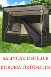Casing Bahçe Salıncak Koruma Örtüsü Üç Kişilik Tenteli Yağmur Toz Kir Önleyici Hamak Kılıfı Branda - 2