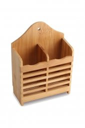Bambu Dik Kaşıklık Bölmeli Bambu Diş Fırçalık Bamboo Bıçak Çatal Kaşık Tutacağı - 5