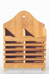 Bambu Dik Kaşıklık Bölmeli Bambu Diş Fırçalık Bamboo Bıçak Çatal Kaşık Tutacağı - 7
