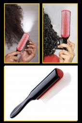 Saç Şekillendirme Fırçası Tarağı ( Curly Girl ) 7 Sıra Kıvırcık Kız Metodu Fırçası ve Topuz Tokası - 7