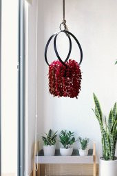 Flower Tavana Asılan Siyah Ferforje Çiçeklik Bahçe Balkon Çiçek Saksı Dekoratif Duvar Saksılık Askı - 2