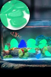 50 Adet Fosforlu Çakıl Taşı Gece Parlayan Fosforlu Çakıl Taşları Akvaryum Parlak Fosfor Taş - 2