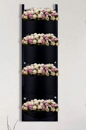 Blume Çiçeklik Bahçe Balkon Bitki Çiçek Saksı Standı Rafı Keçe Balkon Teras 4 bölme asılı saksı - 1