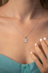 Swarovski Taşlı Melek Model Gümüş Zirconia Kolye - 1
