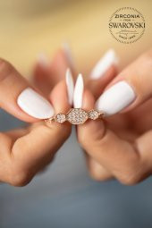 Swarovski Taşlı Geometrik Model Rose Kaplama Gümüş Zirconia Bileklik - 3