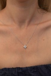 Swarovski Taşlı Dört Taş Model Gümüş Zirconia Kolye - 2
