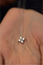 Swarovski Taşlı Dört Taş Model Gümüş Zirconia Kolye - 3