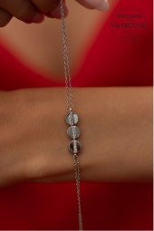 Swarovski Taşlı Üçlü Yuvarlak Model Gümüş Zirconia Zirconia Bileklik - 1