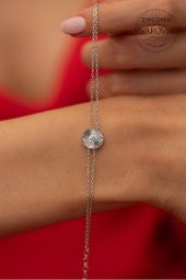 Swarovski Taşlı Yuvarlak ve Tektaş Model Rose Kaplama Gümüş Zirconia Bileklik - 1