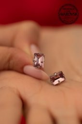 Swarovski Taşlı Baget Model Gümüş Crystal Küpe - 3