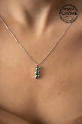 Swarovski Taşlı Üçtaş Model Gümüş Crystal Kolye - 1
