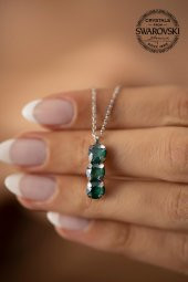 Swarovski Taşlı Üçtaş Model Gümüş Crystal Kolye - 4