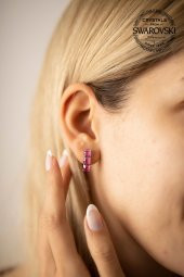 Swarovski Taşlı Üçtaş Model Gümüş Crystal Küpe - 2