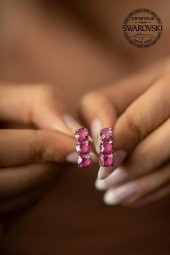 Swarovski Taşlı Üçtaş Model Gümüş Crystal Küpe - 3