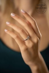 Swarovski Taşlı Dört Dişli Model Gümüş Zirconia Yüzük - 2