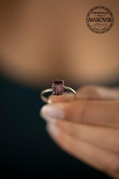 Swarovski Taşlı Baget Model Gümüş Crystal Yüzük - 4