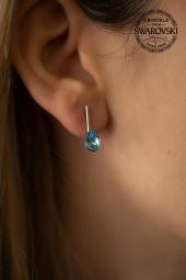 Swarovski Taşlı Damla Model Gümüş Crystal Küpe - 1