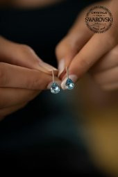Swarovski Taşlı Damla Model Gümüş Crystal Küpe - 3