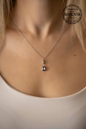 Swarovski Taşlı Çubuk ve Baget Model Gümüş Crystal Kolye thumbnail 1