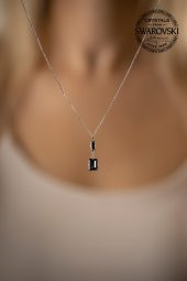 Swarovski Taşlı Çubuk ve Baget Model Gümüş Crystal Kolye thumbnail 2