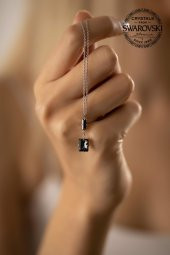 Swarovski Taşlı Çubuk ve Baget Model Gümüş Crystal Kolye thumbnail 5