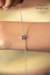Swarovski Taşlı Yıldız Model Gümüş Zirconia Bileklik - 1