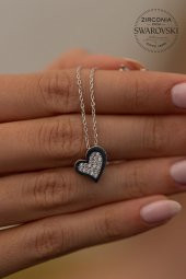 Swarovski Taşlı Kalp Model Gümüş Zirconia Kolye - 3